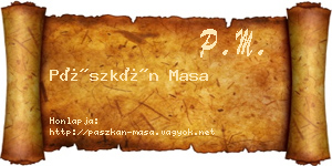 Pászkán Masa névjegykártya